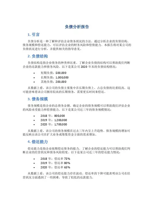 负债分析报告
