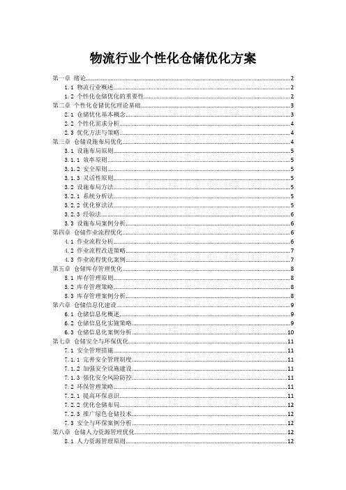 物流行业个性化仓储优化方案