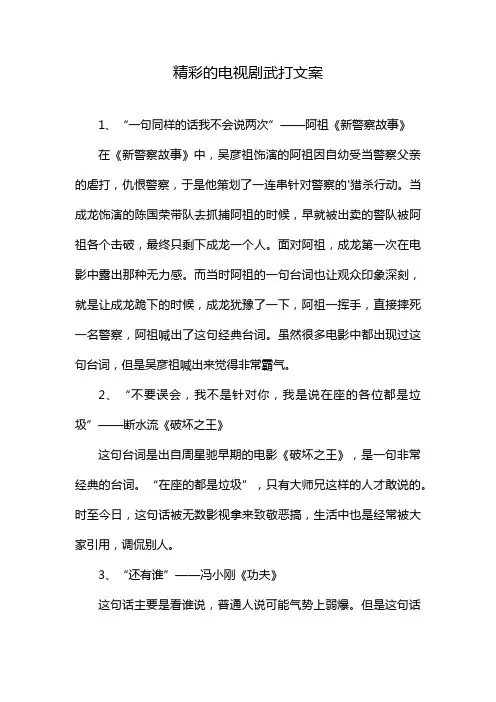 精彩的电视剧武打文案