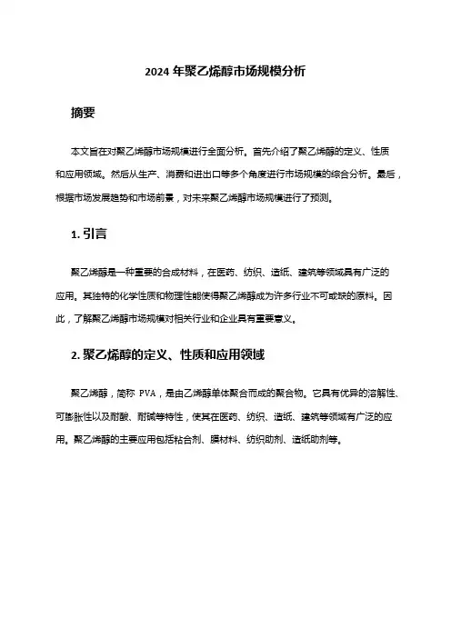 2024年聚乙烯醇市场规模分析