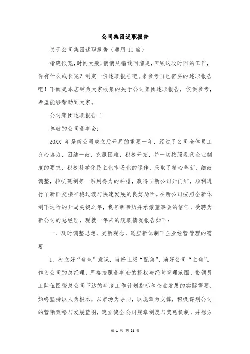 公司集团述职报告