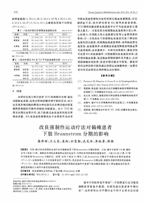 改良强制性运动疗法对偏瘫患者下肢Brunnstrom分期的影响