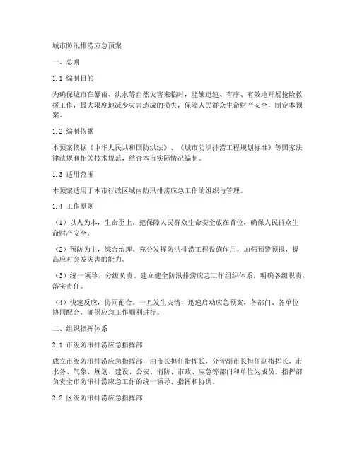 城市防汛排涝应急预案