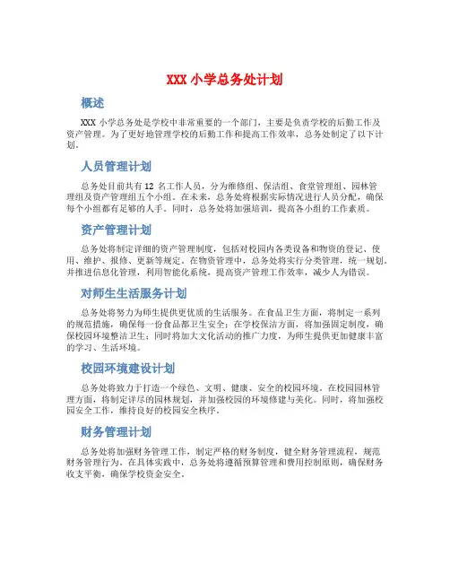 XXX小学总务处计划