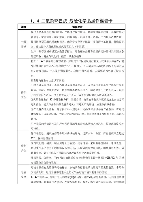 1,4-二氧杂环己烷-危险化学品操作要领卡
