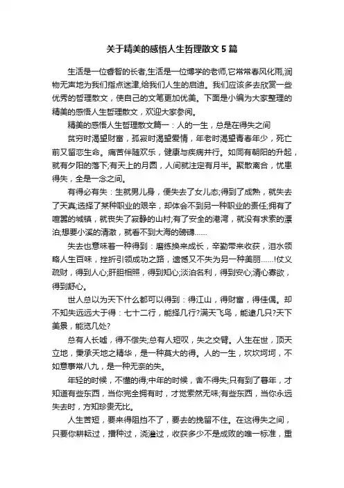 关于精美的感悟人生哲理散文5篇