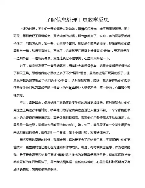 了解信息处理工具教学反思