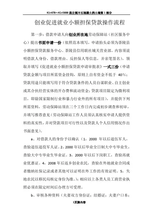 创业促进就业小额担保贷款操作流程(新)