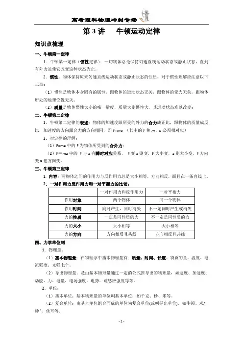 第3讲   牛顿运动定律