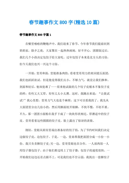 春节趣事作文800字(精选10篇)