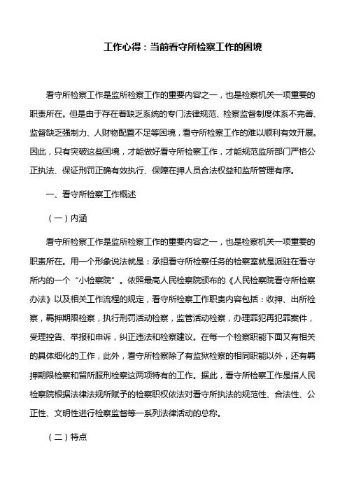 工作心得：当前看守所检察工作的困境