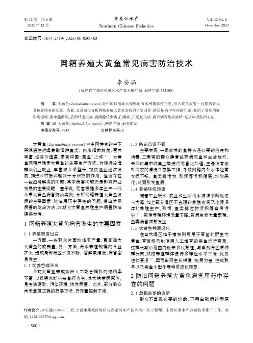 网箱养殖大黄鱼常见病害防治技术