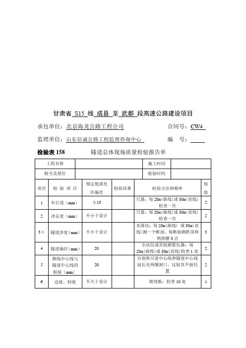隧道检验报告
