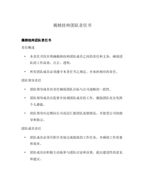 揭榜挂帅团队责任书