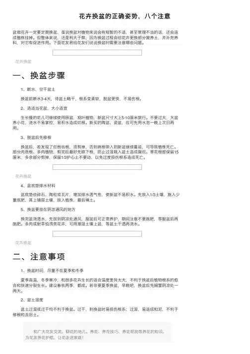 花卉换盆的正确姿势，八个注意