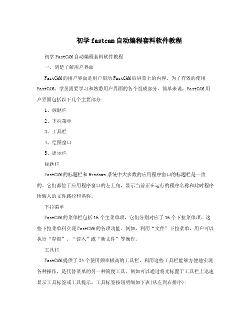 初学fastcam自动编程套料软件教程