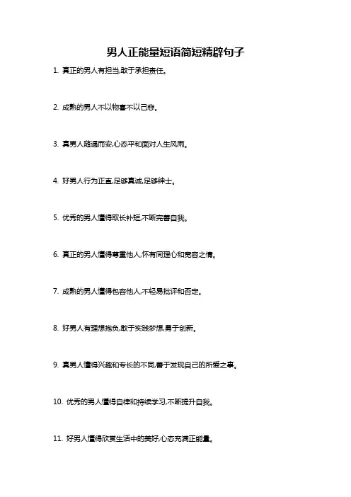 男人正能量短语简短精辟句子