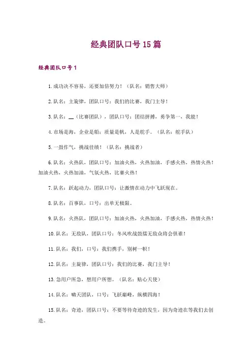 经典团队口号15篇