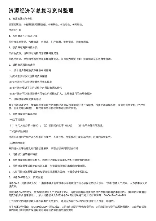 资源经济学总复习资料整理