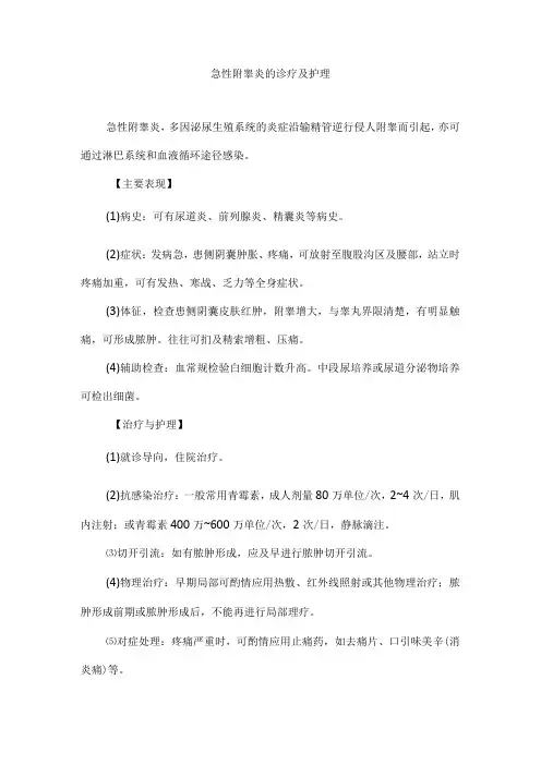 急性附睾炎的诊疗及护理