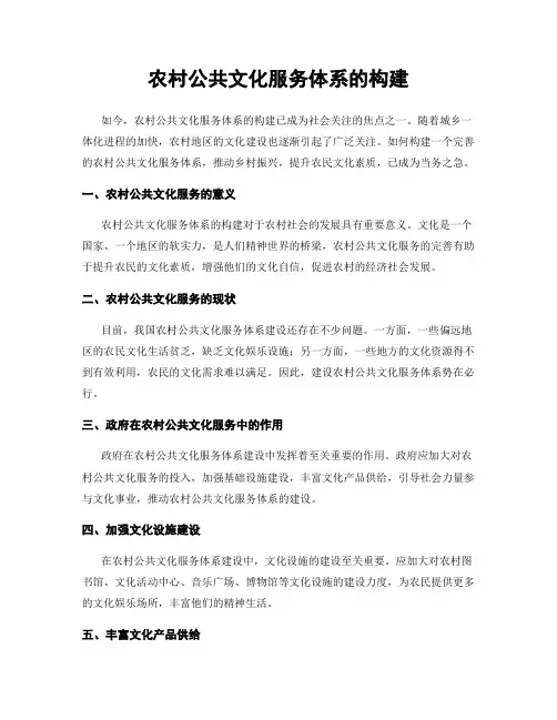 农村公共文化服务体系的构建