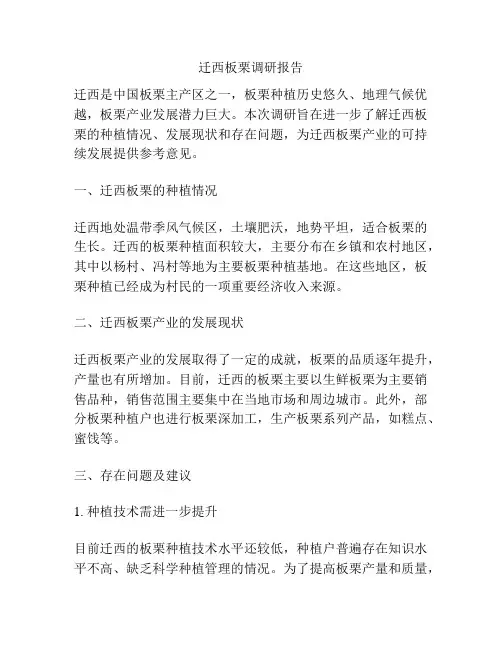 迁西板栗调研报告