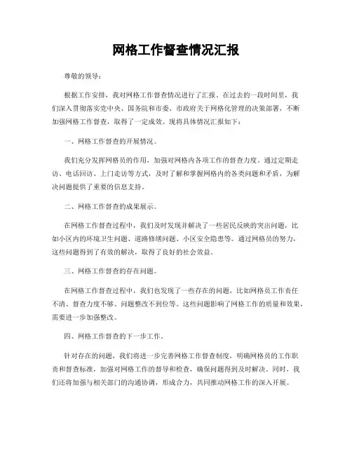 网格工作督查情况汇报