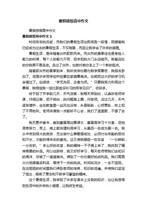 暑假感悟高中作文