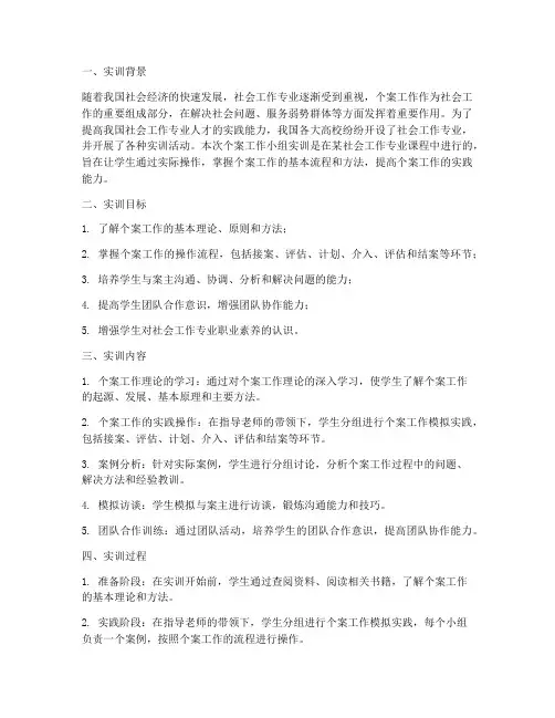 个案工作小组实训总结报告