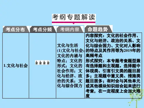 2019版高考政治一轮复习(A版)文化生活专题九文化与生活考点34文化与社会课件新人教版