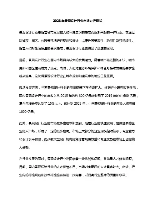 2023年景观设计行业市场分析现状