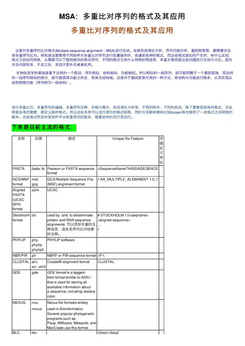 MSA：多重比对序列的格式及其应用