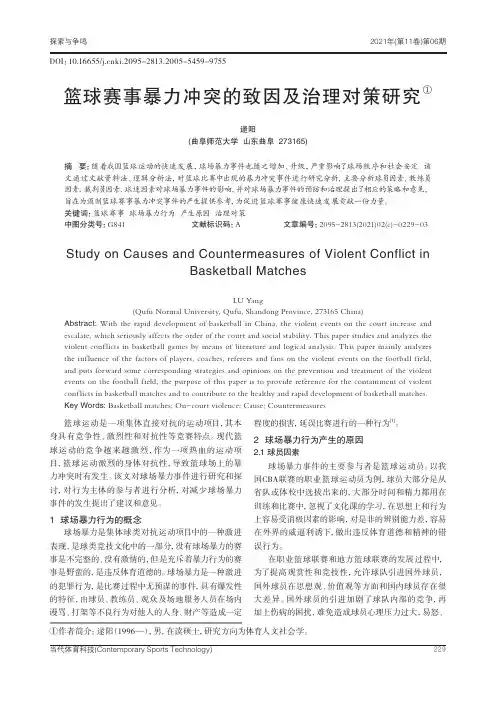 篮球赛事暴力冲突的致因及治理对策研究