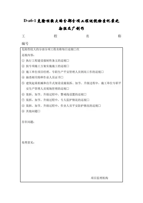 危险性较大的分部分项工程巡视检查记录