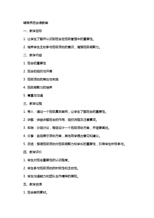 辅导员(班主任)班会课教案
