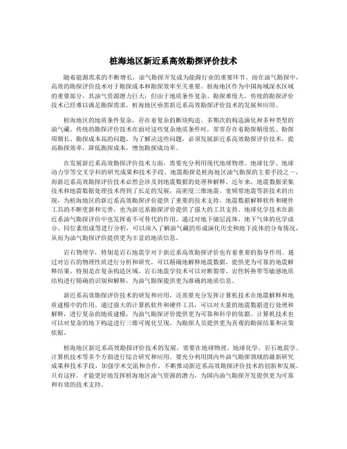 桩海地区新近系高效勘探评价技术
