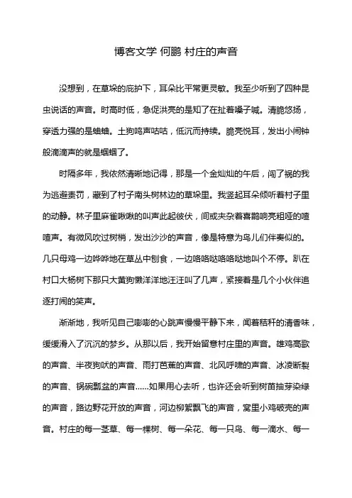 博客文学 何鹏 村庄的声音