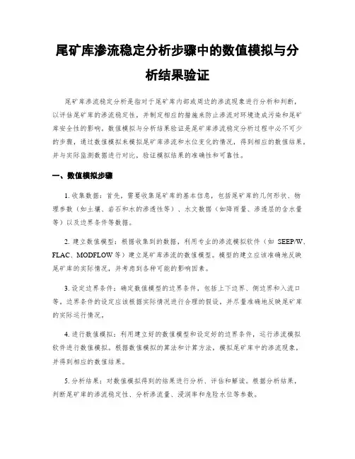尾矿库渗流稳定分析步骤中的数值模拟与分析结果验证