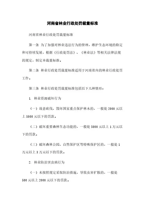 河南省林业行政处罚裁量标准