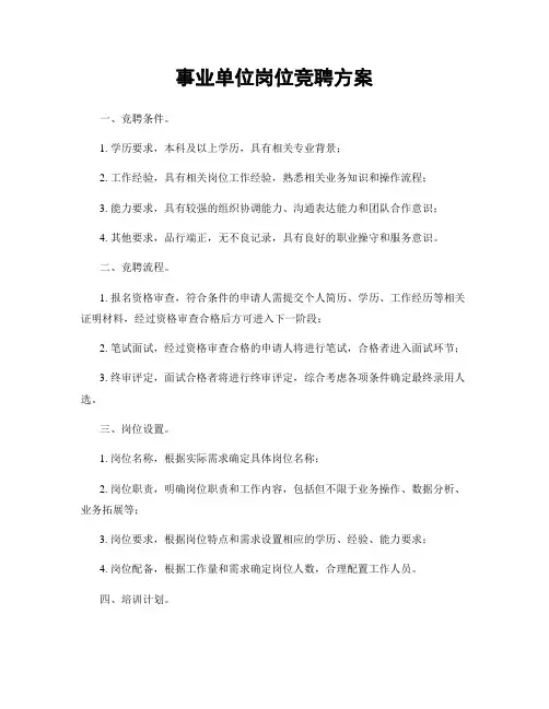 事业单位岗位竞聘方案