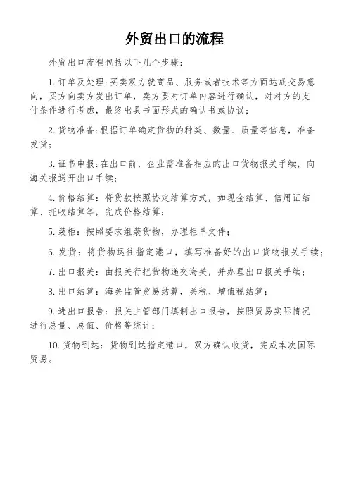 外贸出口的流程