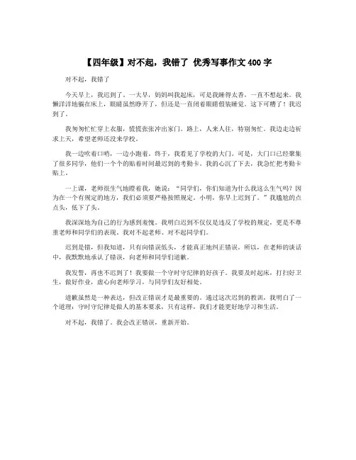 【四年级】对不起,我错了 优秀写事作文400字