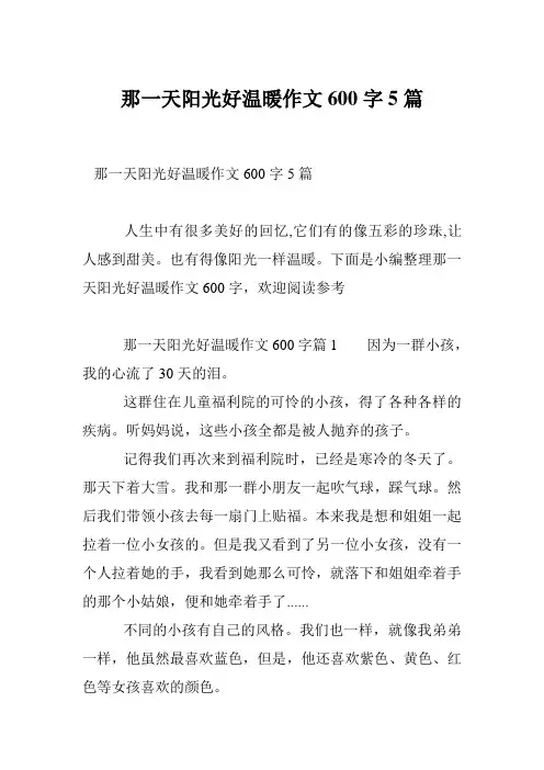 那一天阳光好温暖作文600字5篇