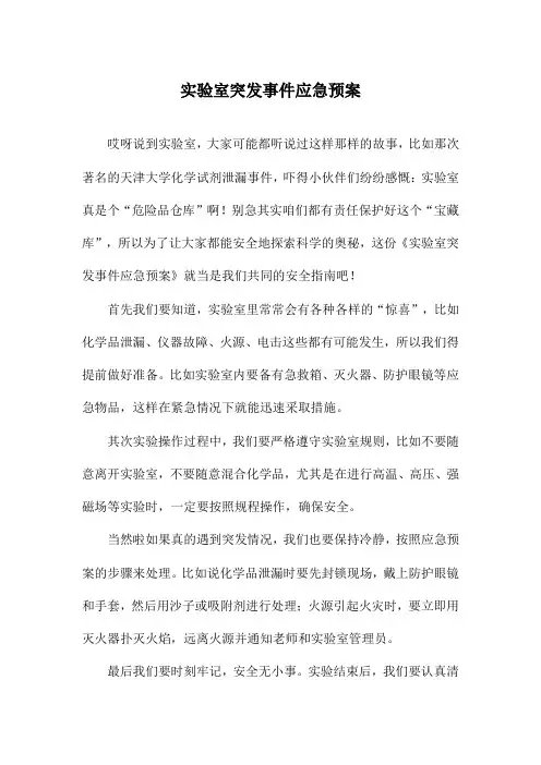 实验室突发事件应急预案