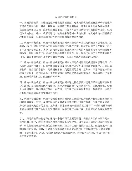 房地产政策归纳梳理