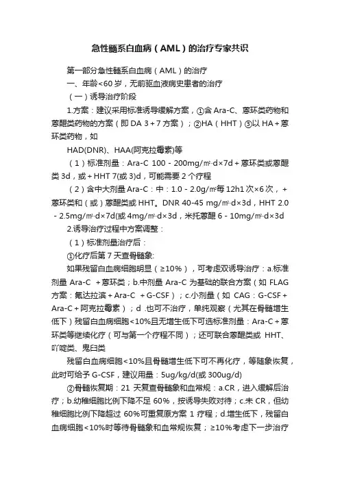 急性髓系白血病（AML）的治疗专家共识