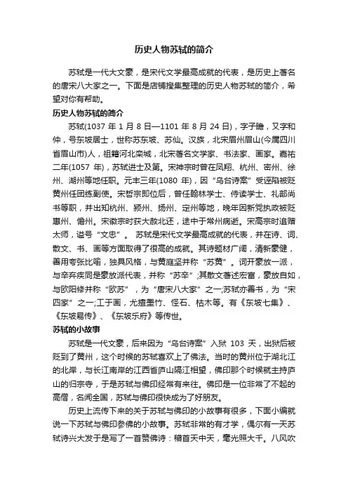 历史人物苏轼的简介
