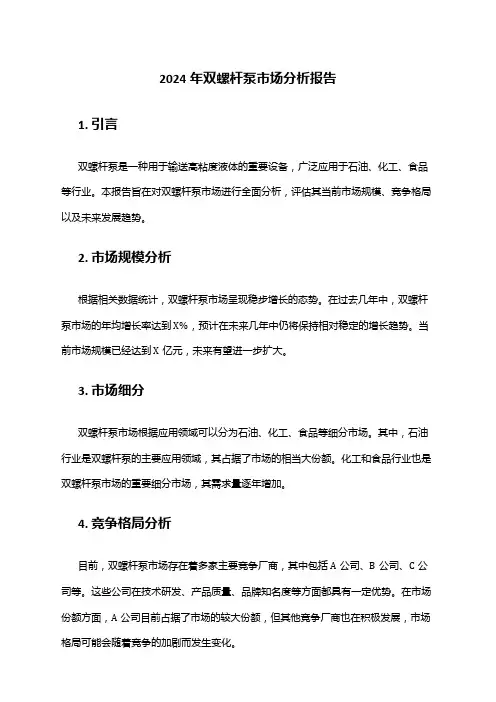2024年双螺杆泵市场分析报告