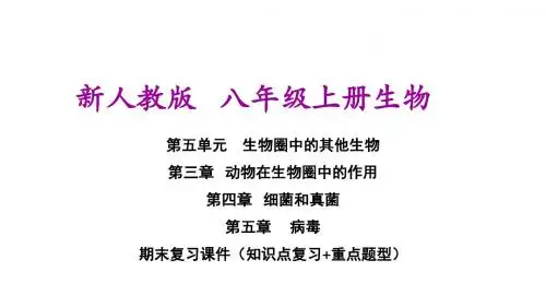 新人教版八年级上册初二生物期末复习课件(第四章 细菌和真菌 第五章  病毒)