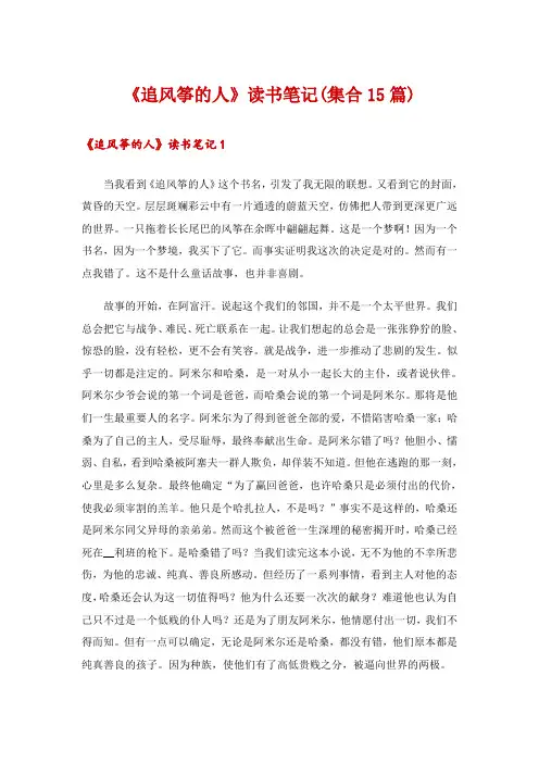 《追风筝的人》读书笔记(集合15篇)